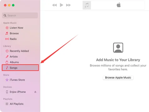 Connecting an iPhone to iTunes to sync music (step 1)